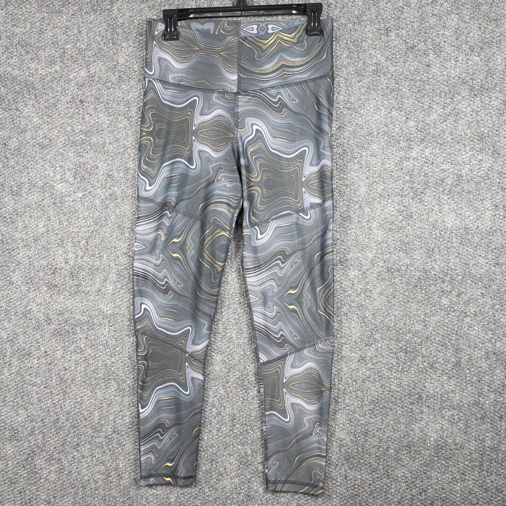 BlackStrap Womens S Leggings Grey Gold Marble Swirl High Rise Activewear